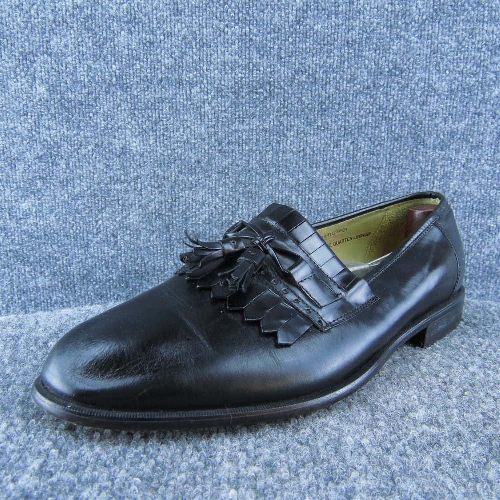 Stacy Adams Men Loafer Shoes Black Leather Slip On Size 9.5 Medium‎